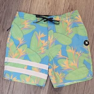Hurley Blue and Green Floral Board Shorts